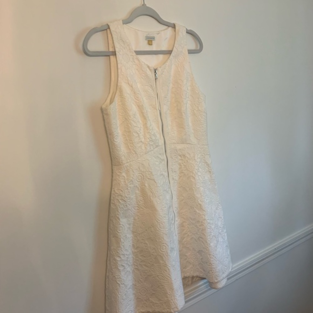 Anthropologie Leifsdottir Sleeveless Zip Ivory Midi Dress Size 10